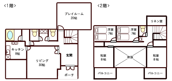 1階・2階間取り図